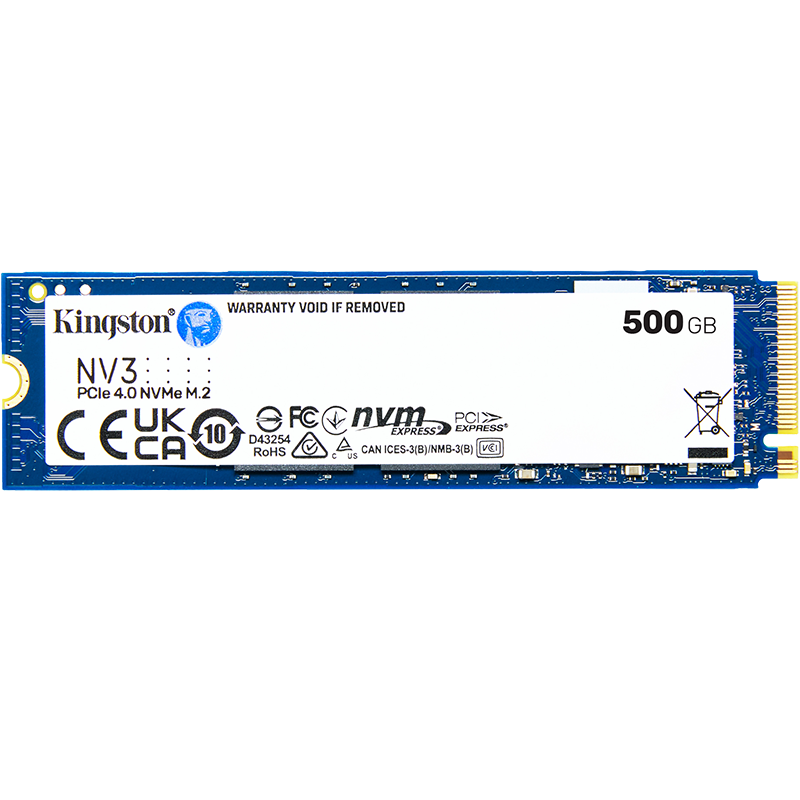 Kingston 500GB SSD, M.2 (NVMe PCIe 4.0×4), NV3 Series, Read Speed 5000MB/s, AI Computer Accessory