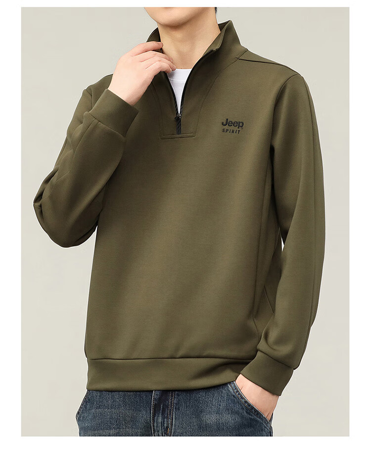 JEEP SPIRIT Men's Sweatshirt, Long-Sleeved T-Shirt for Autumn And Winter, Loose-Fitting Casual Trendy Top for Men's Clothing 7
