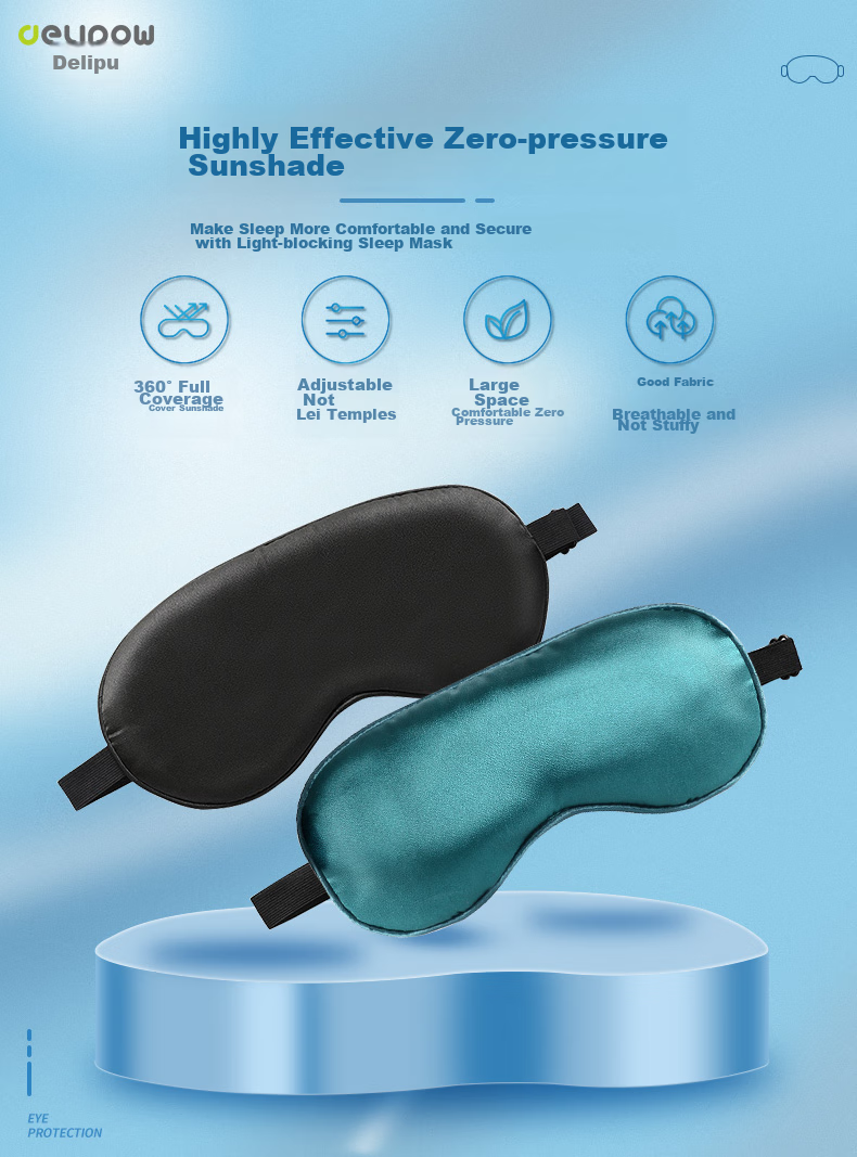 Delipow Sleep Mask, Light-Blocking, Thin And Breathable, Ice-Cooling, Adjustable, Comfortable for Travel Naps And Sleeping, Suitable for Both Men And Wome 1