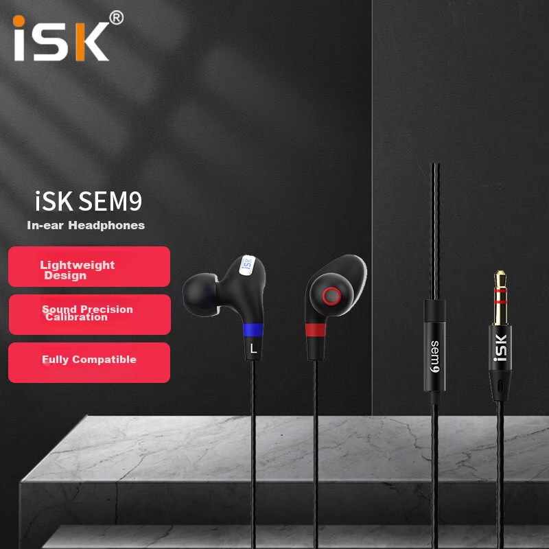 ISK SEM9 In-Ear Sports Monitoring Headphones for Mobile Phones, Computers, Sound Cards, Karaoke, Recording, Live Streaming Monitoring with Ear Return, High-Fidelity Gaming And Music Earplugs, Comfortable to Wear