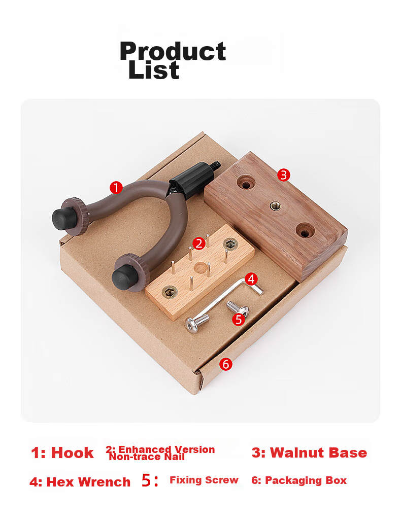 Maneryuepu Guitar Hook, No Drilling Required, Acoustic Guitar Ukulele Violin Wall-Mounted Hanger Bracket, Guitar Accessory 11