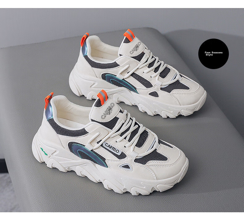 CARTELO Women's Casual Shoes, Summer Breathable Dad Shoes, Women's Sneakers, Casual Running Shoes, Women's 0858 Beige, Size 36 19