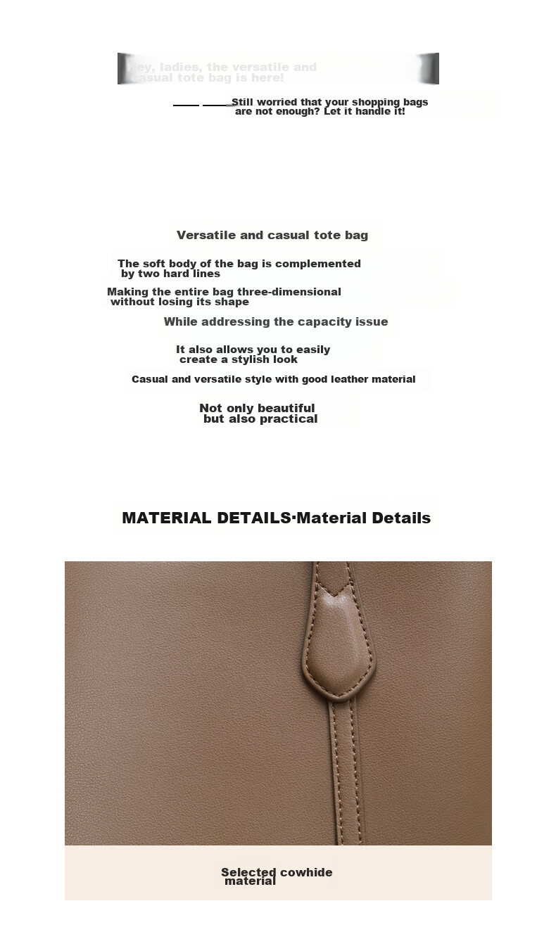 Viney Leather Handbag, Large Capacity Tote Bag for Women, Shoulder Bag And Handbag, Practical Birthday And Mother's Day Gift for Mom 2
