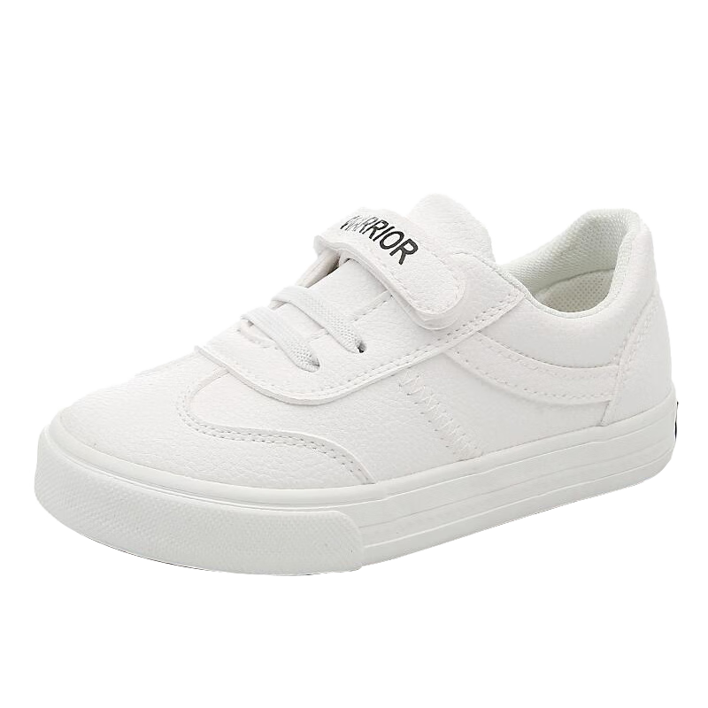 Warrior Children's White Sneakers with Velcro, Boys And Girls Casual Sports Shoes TH17-007 White Size 28