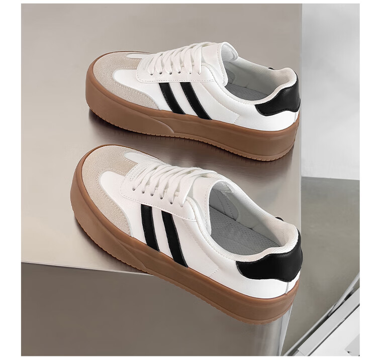 ZHR Women's Casual Shoes, Classic Lightweight Thick-Soled Training Shoes, Low-Top Versatile Sports Shoes for Women, JR01 White And Black, Size 36 9