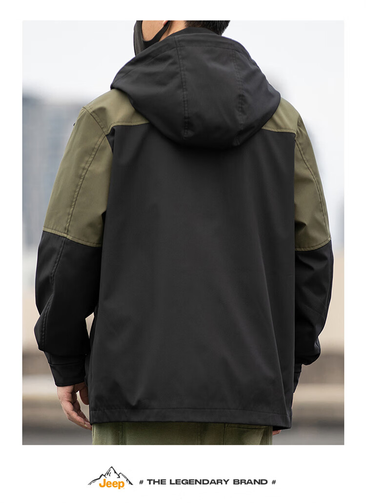 JEEP Men's Hooded Jacket, Spring And Autumn Loose-Fit Trendy Casual Outerwear for Men, Off-White, 2XL 5
