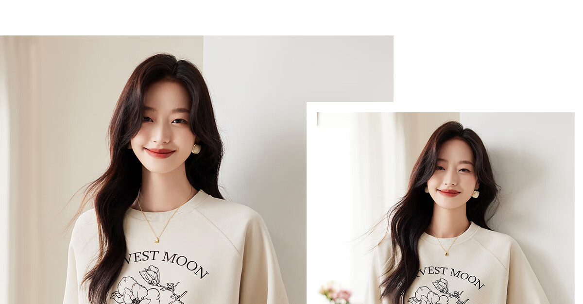 PinCai Elegant Floral Print Crewneck Sweatshirt Casual Versatile Outerwear P143W1008 39
