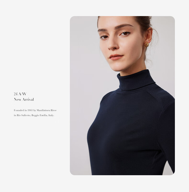 Navigare Women's Turtleneck Slim-Fit Base Layer, High-Elastic Solid Color Long-Sleeve Top 2335084501 32