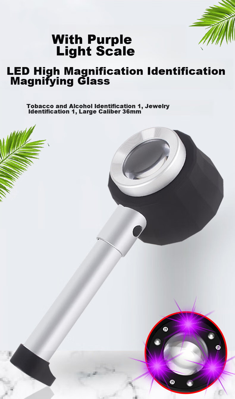 MIXOUT Large-Diameter Magnifying Glass with High Magnification, High-Definition Scale for Alcohol, Tobacco And Jewelry Inspection with LED And UV Light 1