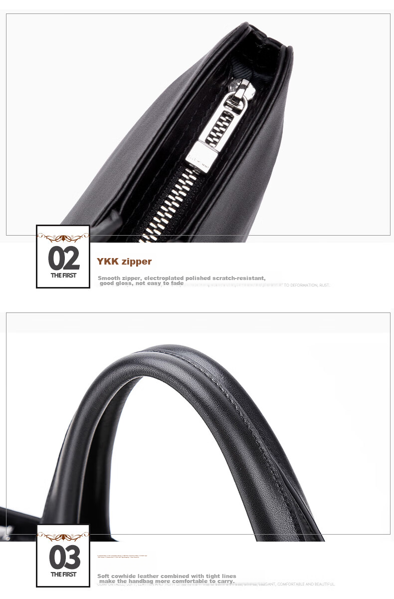 ELLE HOMME Men's Briefcase, Fashionable Genuine Leather Handbag, Casual Business Laptop Bag, Cowhide Men's Bag, 262510 Black 17