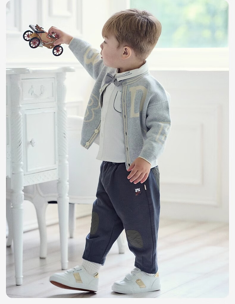 DAVE & BELLA Kids Sweater Cardigan Autumn Boys Cotton Knit Jacket Baby Outerwear Top 6