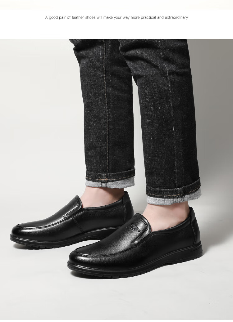 CARTELO Leather Shoes for Men, Slip-On Genuine Leather, 2026 New Style, Casual Business Dad Shoes, Soft Sole Formal Wear, Middle-Aged Breathable Soft Leather 13