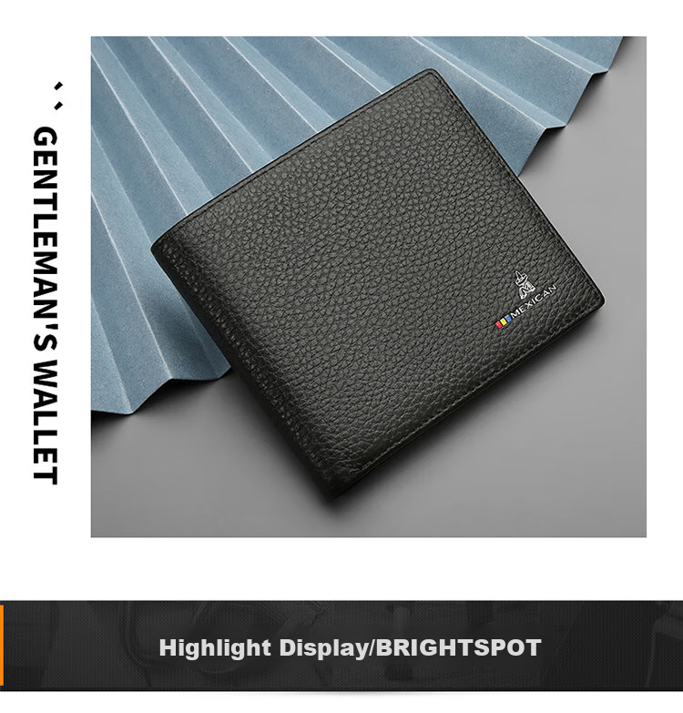 MEXICAN Genuine Top-Grain Leather Horizontal Business Short Wallet, Fashionable Multi-Card Slots Money Clip, Birthday Gift for Me 5