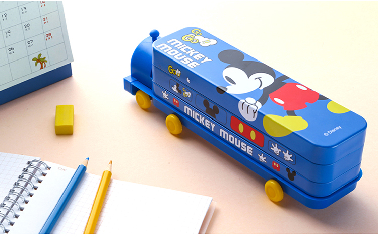 Disney Elementary School Pencil Case, Double-Layer Large Capacity Pen Box, Creative Multifunctional Train-Shaped Pencil Case, Girls' Children's Study Supplies Graduation Gift, Froze 10
