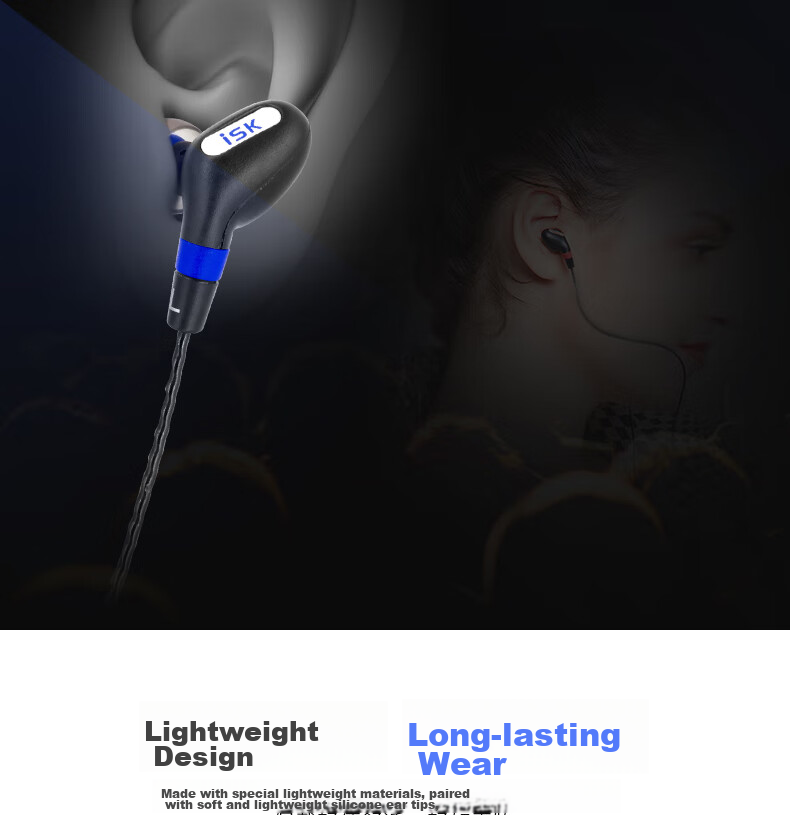 ISK SEM9 In-Ear Sports Monitoring Headphones for Mobile Phones, Computers, Sound Cards, Karaoke, Recording, Live Streaming Monitoring with Ear Return, High-Fidelity Gaming And Music Earplugs, Comfortable to Wear 5