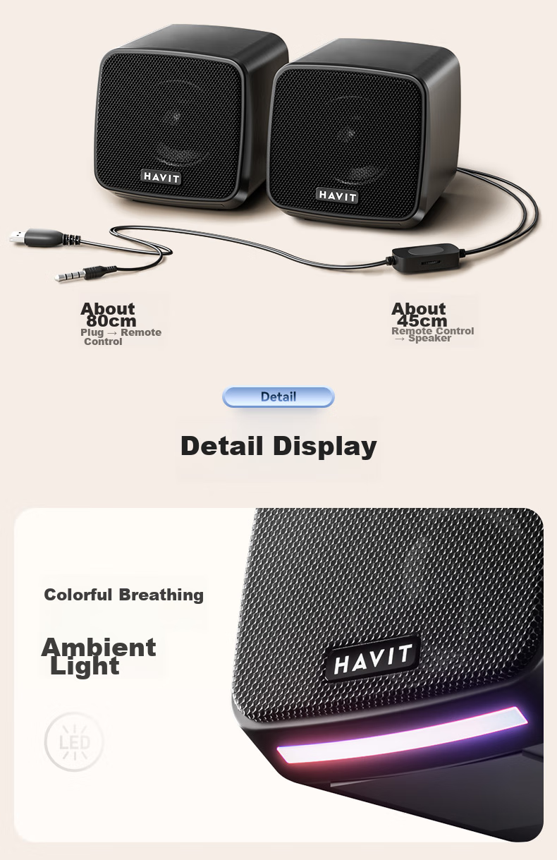 Havit Computer Speakers for Home Desktop Laptop USB Wired Subwoofer Gaming Online Class Multimedia Amplifier Speaker A20 Flagship Black Editio 11