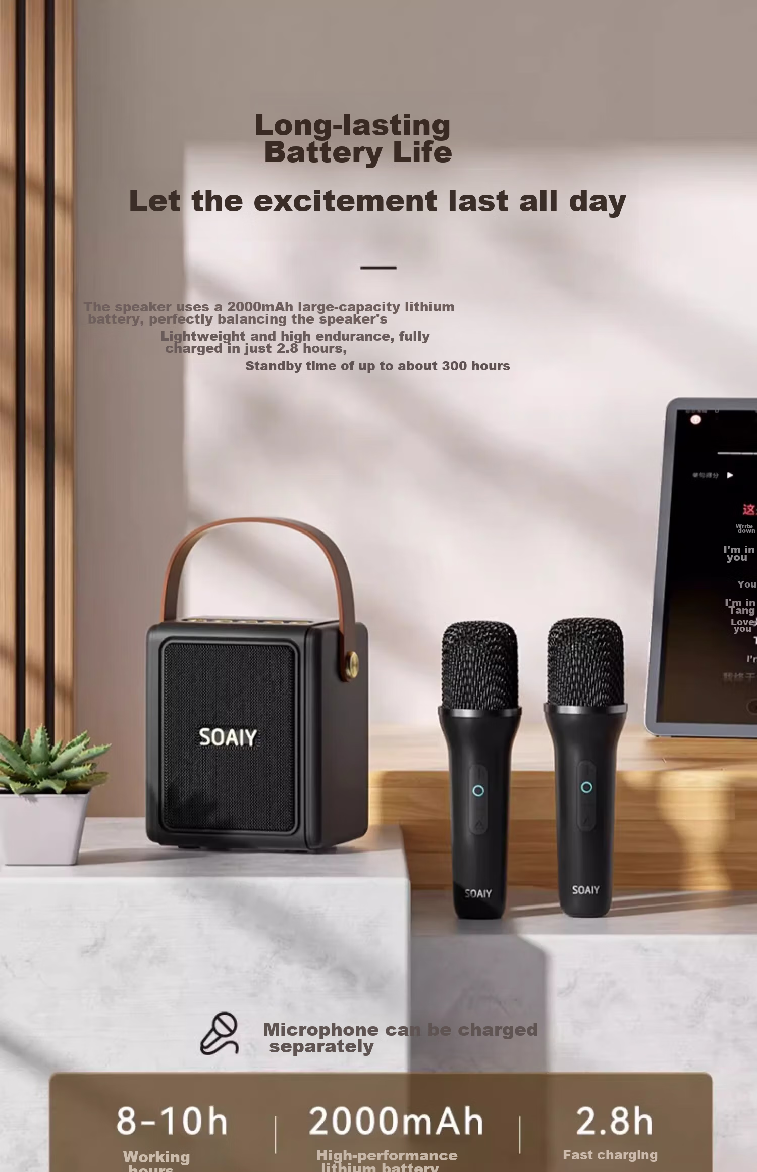 Soaiy SK22 Microphone, Karaoke Microphone, All-In Wireless Bluetooth Speaker, Singing Specialized Device, Home KTV Sound System Set, Children's Microphone for Home Use 24
