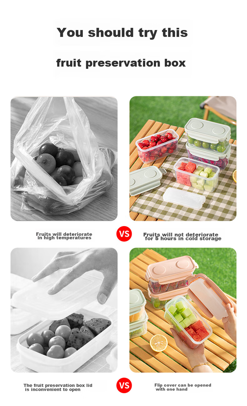 KATEI STORY Japanese Portable Fruit Box with Fork, Handheld Salad Cup, Plastic Cup with Sealing And Leak-Proof Draining Basket for Going Out 5
