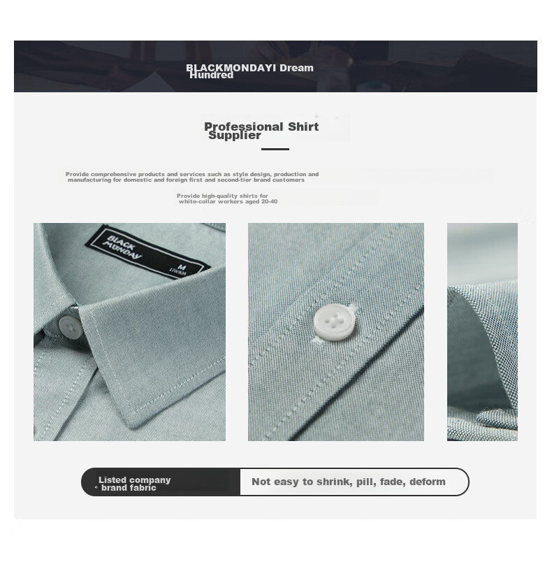BLACKMONDAY Summer Pure Cotton Oxford Cloth Shirt for Men, Short Sleeve All-Cotton Wrinkle-Free Fashionable Versatile Business Casual Formal Shirt 3