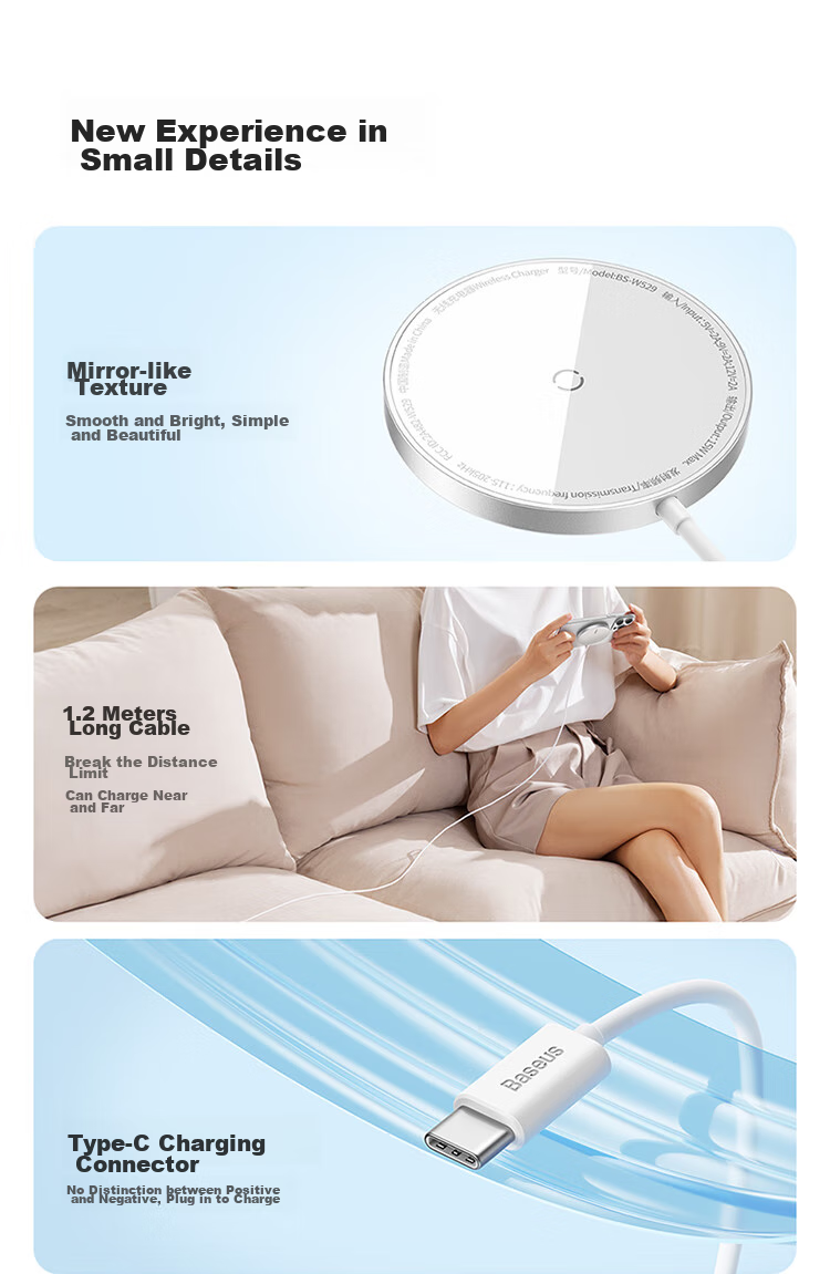 BASEUS Wireless Charger for IPhone 17 Pro Max, Supports MagSafe Magnetic Fast Charging, Compatible with Apple 17/16/15 Huawei Phones And AirPods Earphones, White 19