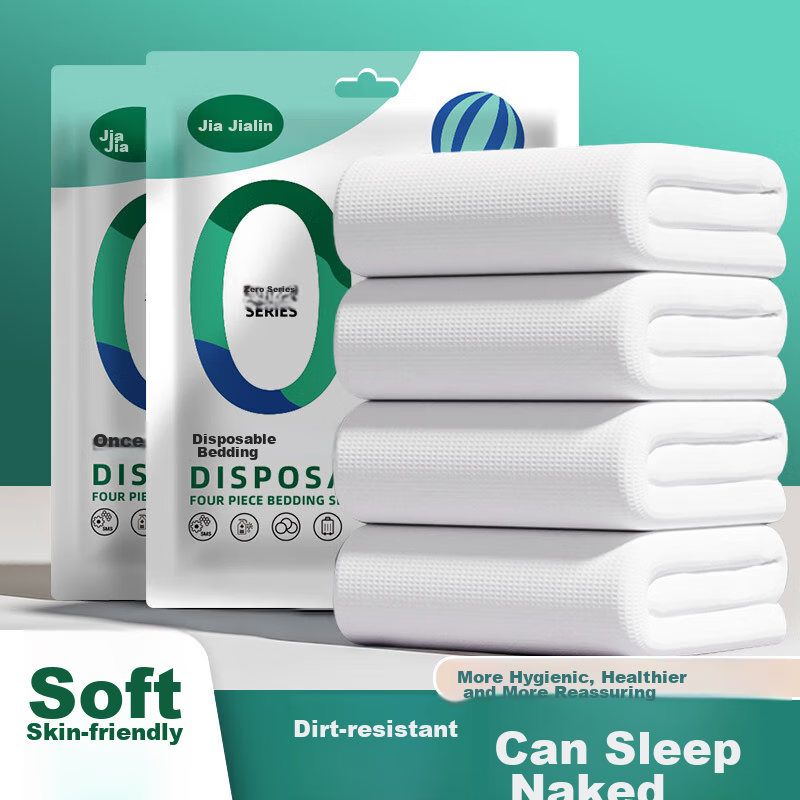JAJALIN Disposable Bed Sheet, Duvet Cover, Pillowcase, Bedding Set of Three Pieces, Travel Essentials, Hotel And Guesthouse Hygiene Barrier, Single Size