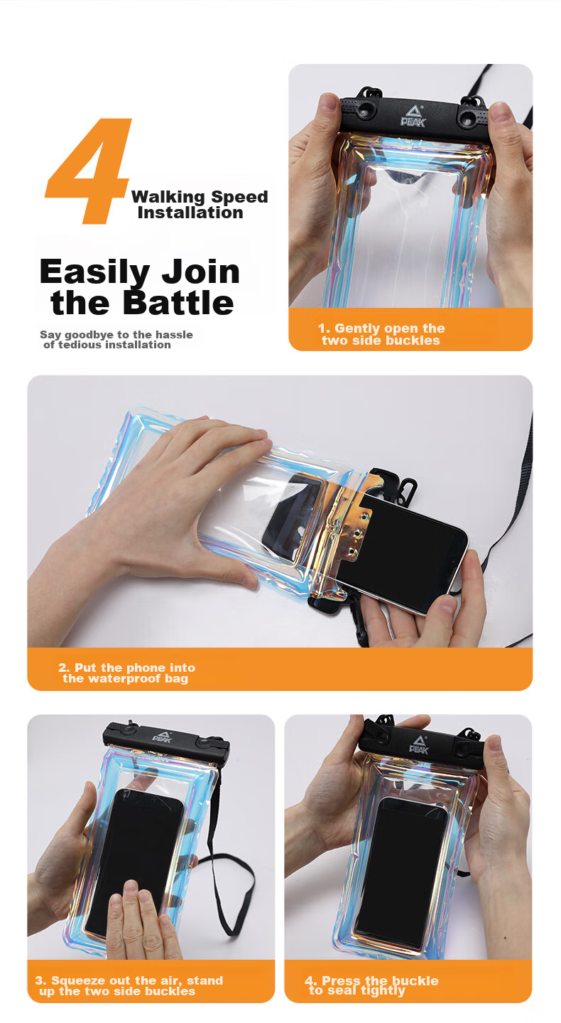 PEAK Waterproof Phone Case, Touchscreen Compatible, Waterproof Pouch for Swimming And Rafting, with Lanyard And Neck Strap, Rain Protection Case for Food Delivery Riders 12
