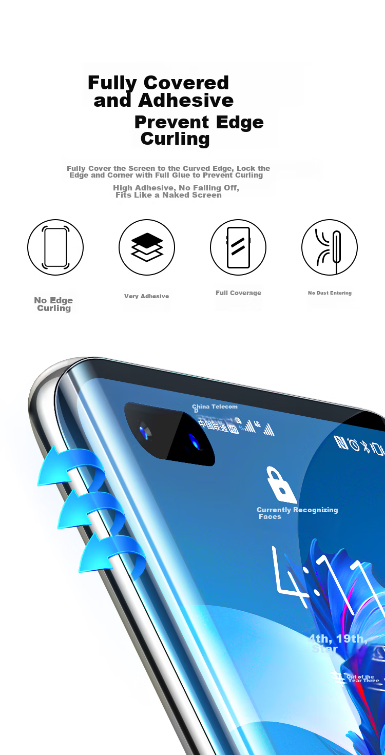UGREEN Screen Protector for Huawei Mate40 Pro, Hydrogel Film, Compatible with Mate40 Pro+/RS Porsche Design, Full Coverage Anti-Fingerprint Protective Soft Film, 2 Pieces 5