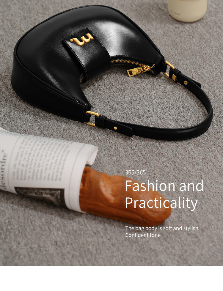 Mood Autumn And Winter Genuine Leather Crescent Bag for Women, Large Capacity Underarm Commuter Shoulder Crossbody Versatile Hobo Bag, Light Luxury Birthday Gift 10