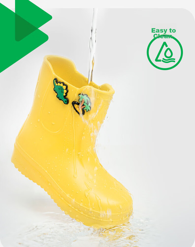 SHUKIKU Children's Rain Boots, Lightweight Non-Slip Rain Shoes for Boys And Girls, Kindergarten And Elementary School Students' Waterproof Shoes, Pudding Yellow, Size 32/210 28