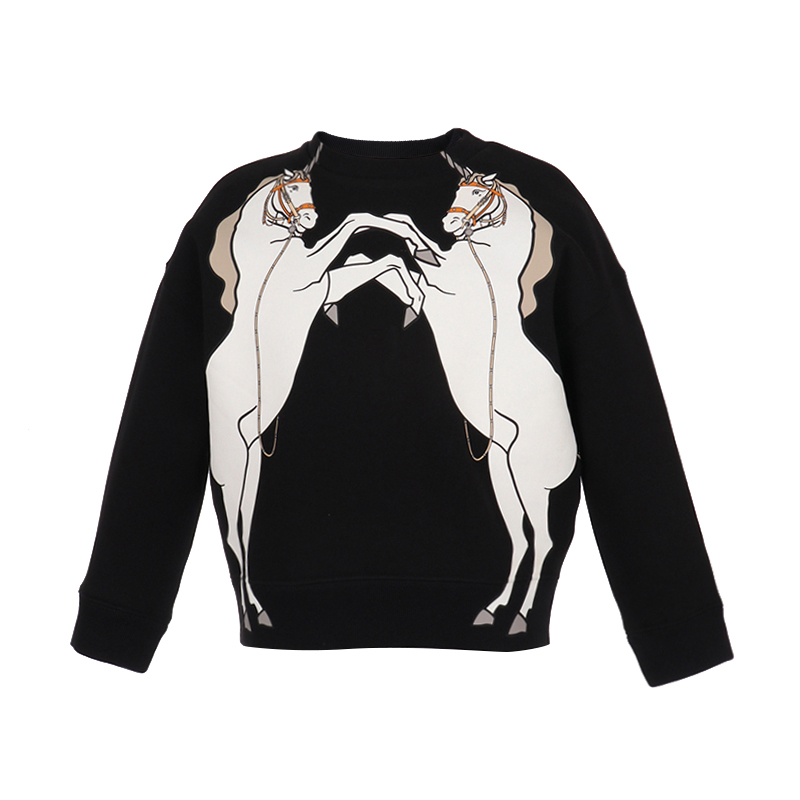 【巴宝莉女童卫衣】burberry 博柏利 奢侈品童装 女童黑色混纺独角兽