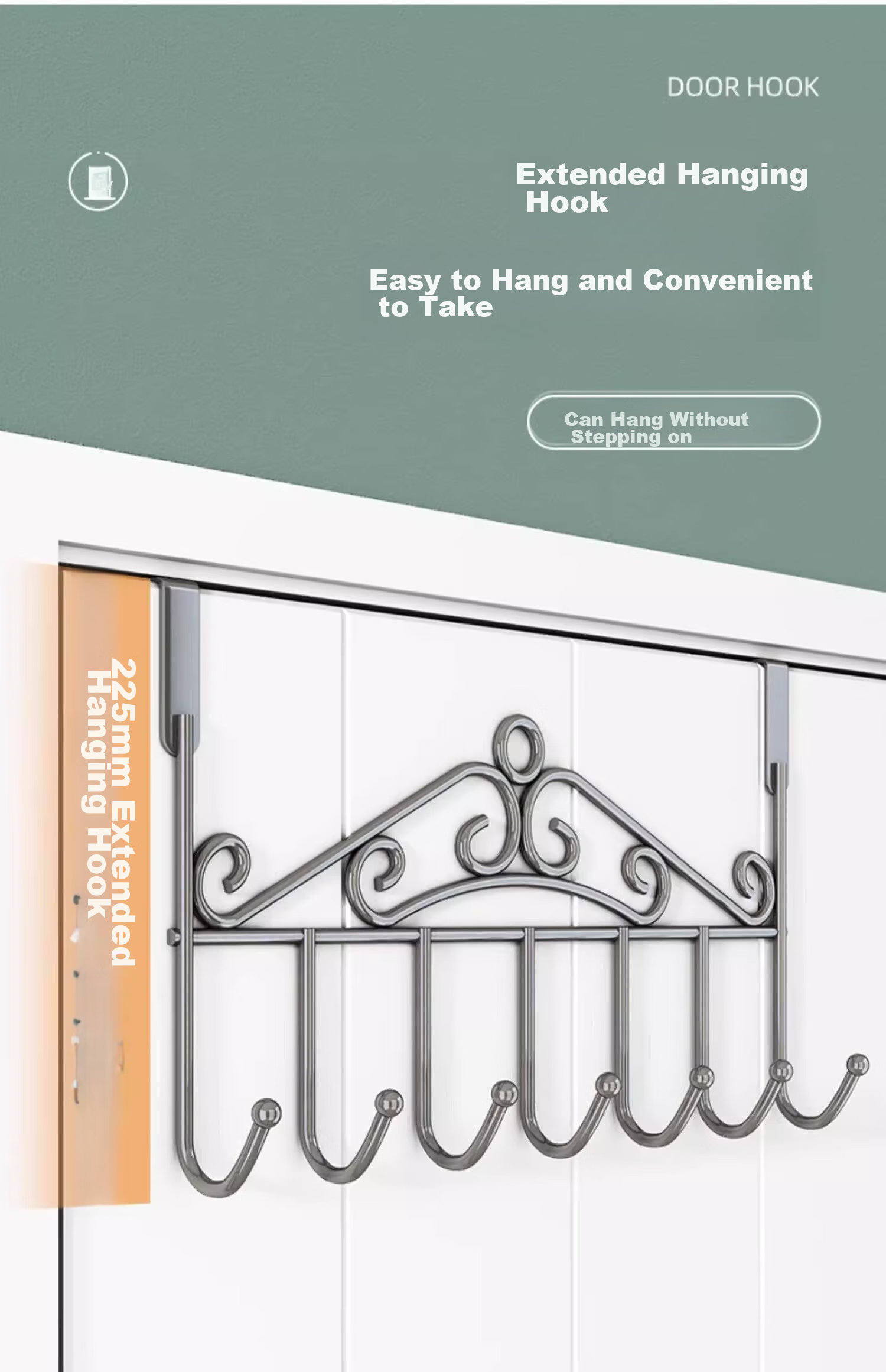YOUQIN Door Hook, No Drilling Required, Over-The Coat Rack, Clothes And Hat Hanger for Behind The Door 12