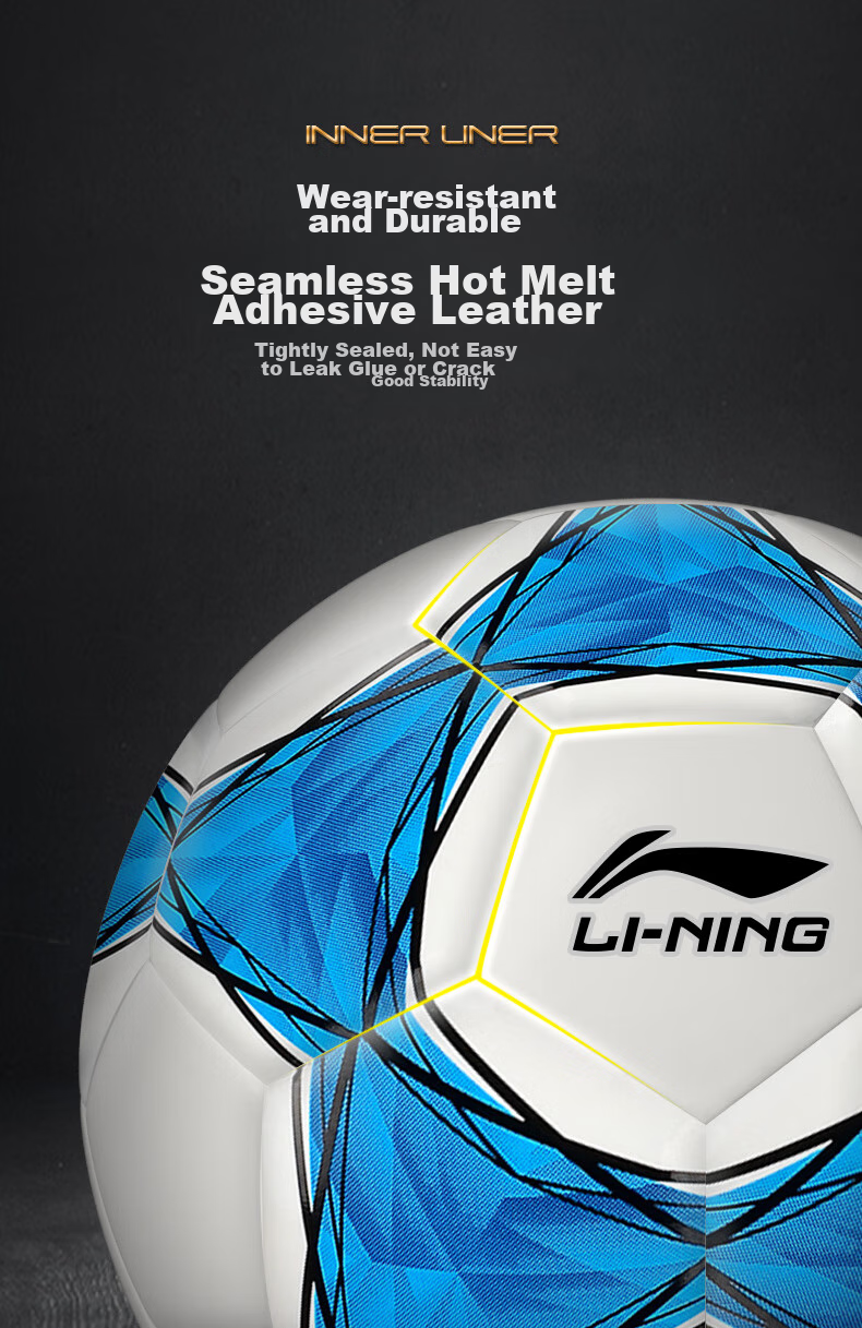 Li-Ning Soccer Ball Size 5 for Adults, Middle School And Elementary Students, Standard Size 5 for High School Entrance Exam, Competition Training, Durable Youth Football 4