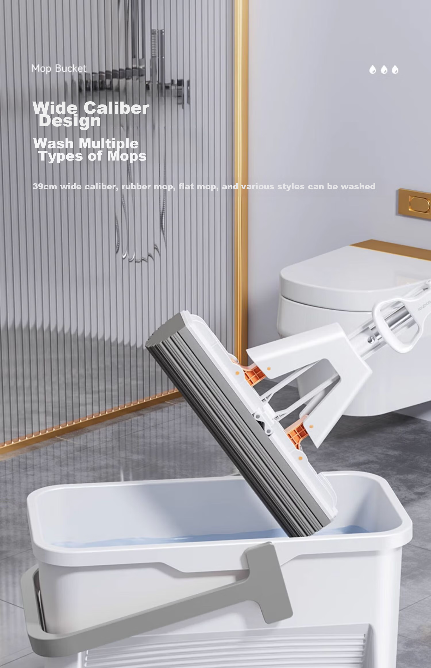Jiabangshou Sponge Mop Floor Bucket, 33cm Household No-Hand Washing 2025 Model Mop Water Bucket, Rectangular with Enlarged Opening 11