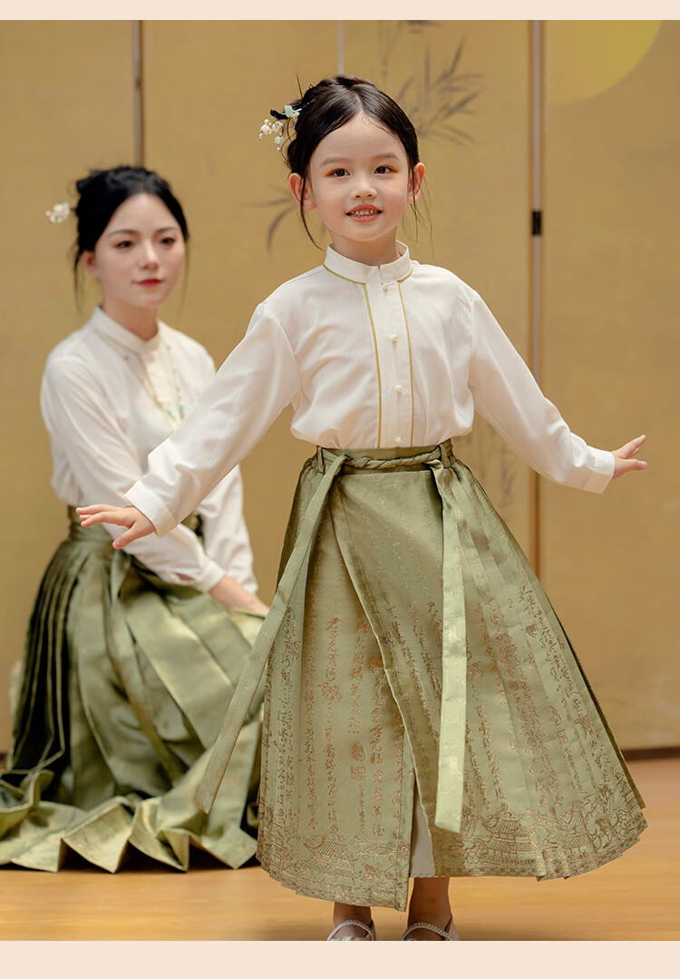 Menghu Will Drink Wine, Boys And Girls Know The Design of Horse-Face Skirt Spring And Autumn Style Children's Chinese-Style Black Horse-Face Skirt 130 16