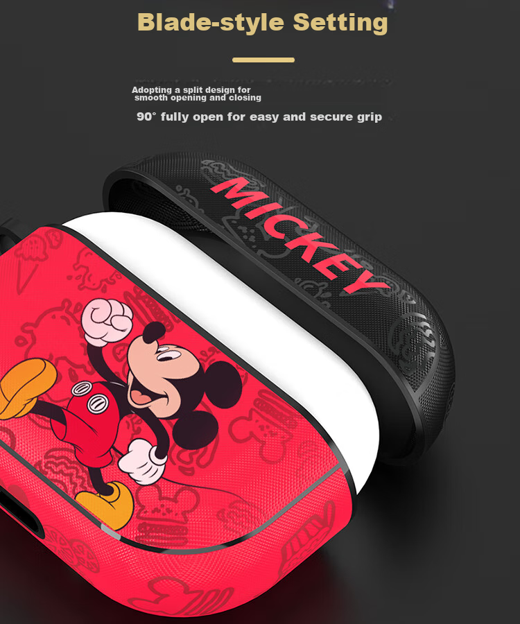 ESCASE AirPods Pro Second-Generation Protective Case, Apple Pro 2 Earphone Cover, Disney Mickey Cartoon Leather Texture Soft Trendy Men's Personalized Creative 2022 Model Gray 6