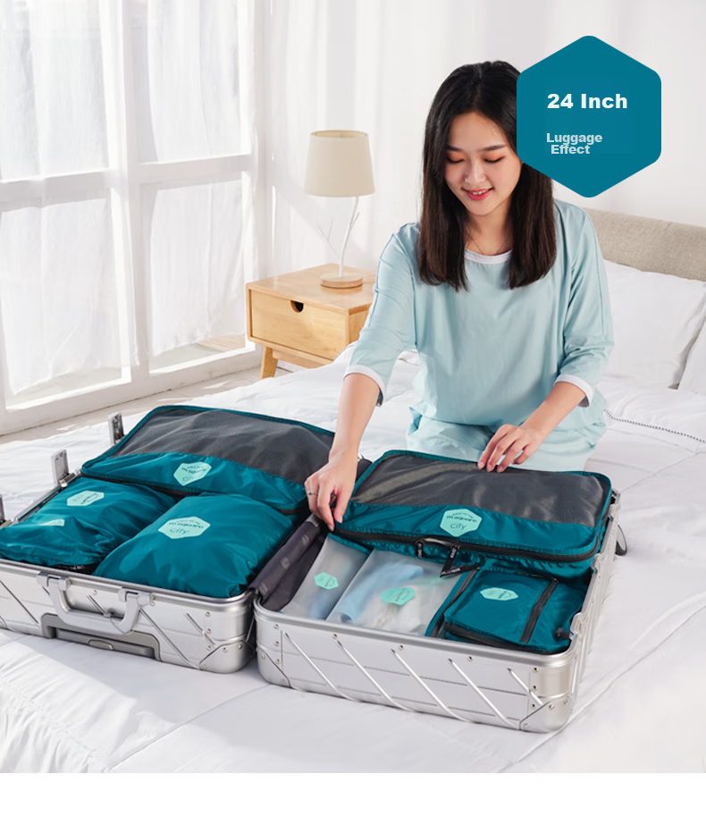 M Square Travel Storage Bag, Clothes Organizer, Portable Luggage Bag for Trips, Lake Blue, M*2 7