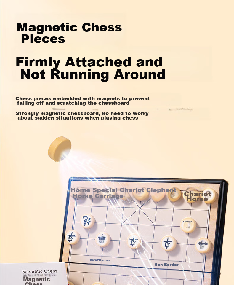 Deli Portable Folding Chess Board for Children, Students, Adults, Beginners, Magnetic Chess Set, Camping Game, Educational Board Game, Back-To Gift 5