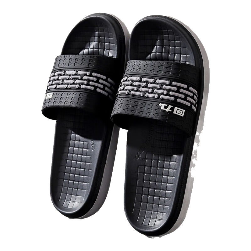 Huili Solid Color Simple Couple Slippers, Bathroom Indoor And Outdoor Fashionable Wear-Resistant Soft-Soled Outdoor Beach Sandals, Men's Style HL01801, Black, Size 43