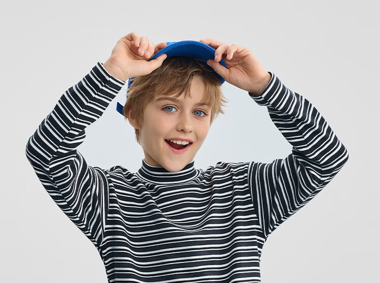 DISNEY Children's Clothing, Boys And Girls Half-Turtleneck Striped Long-Sleeve Top Undershirt, Spring 2025 DB442DE04 Black 120 9