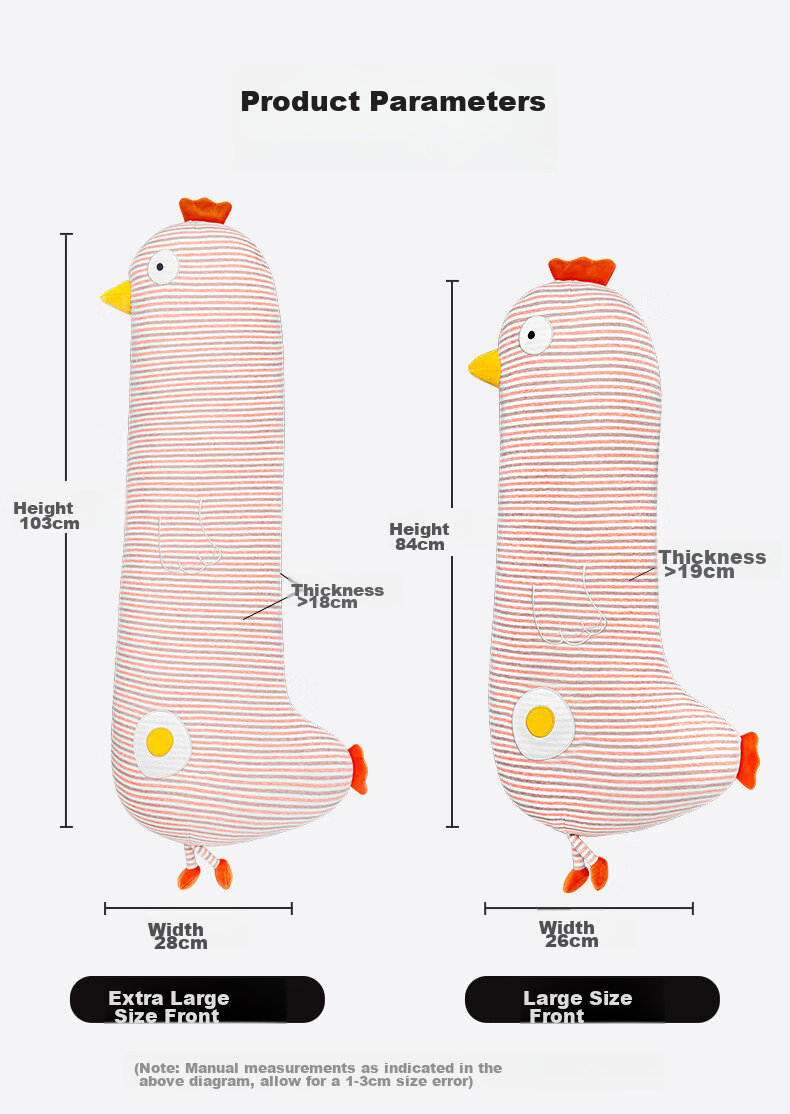 Legua Sleeping Hug Pillow, Full-Length Body Pillow for Bed, Egg Yolk Chicken Plush Toy, Side Sleeping Leg Pillow, Adult Birthday Gift 20