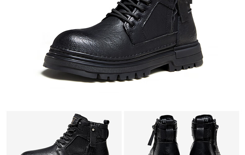 Camel Brand Martin Boots Outdoor Casual Work Boots British Style Motorcycle Men's Shoes P14W342602 Black 39 28