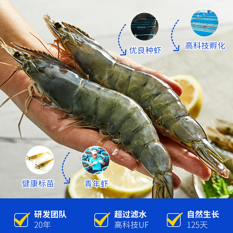 正大食品（CP）泰国进口大虾净重2.8斤/盒 加大号21-25 去冰净重白虾 开学季