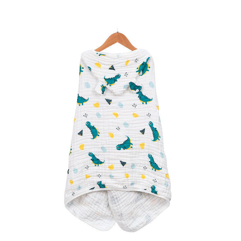 Grace Class A Children's Pure Cotton Gauze Bathrobe, Quick-Drying Baby Bath Towel with Hood, 140×170cm