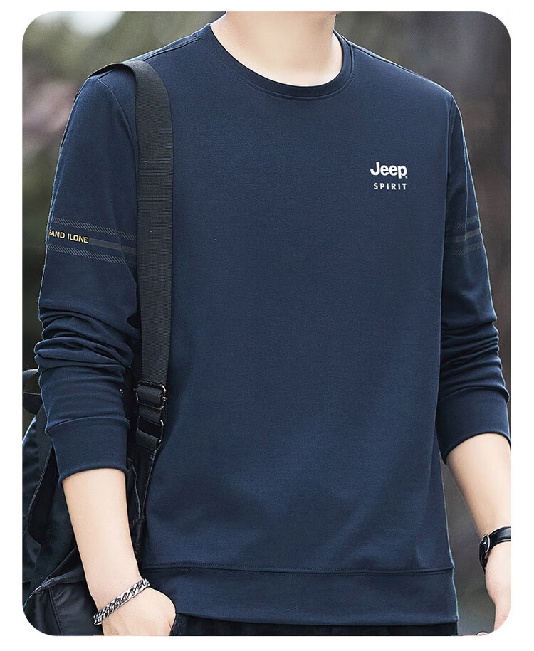 JEEP SPIRIT Men's Sweatshirt, Long-Sleeve T-Shirt, Men's Jacket, Autumn And Winter High-End Outerwear, Casual Base Layer 1