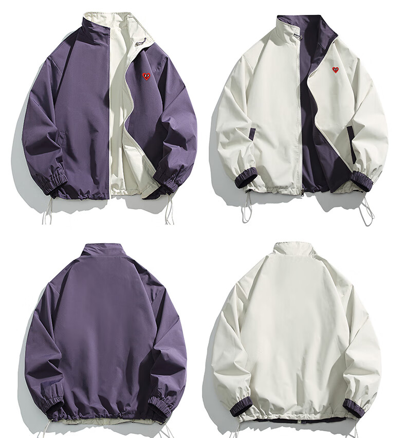 Chaersitaoxin Double-Sided Jacket for Men, Spring And Autumn, Couple's Windproof Coat, Red, Size M 15
