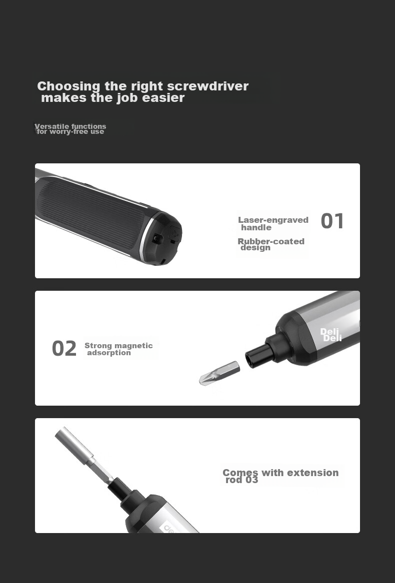 Deli Electric Screwdriver, Compact Household Screwdriver, Rechargeable Repair Tool Set, Screwdriver Machine 14