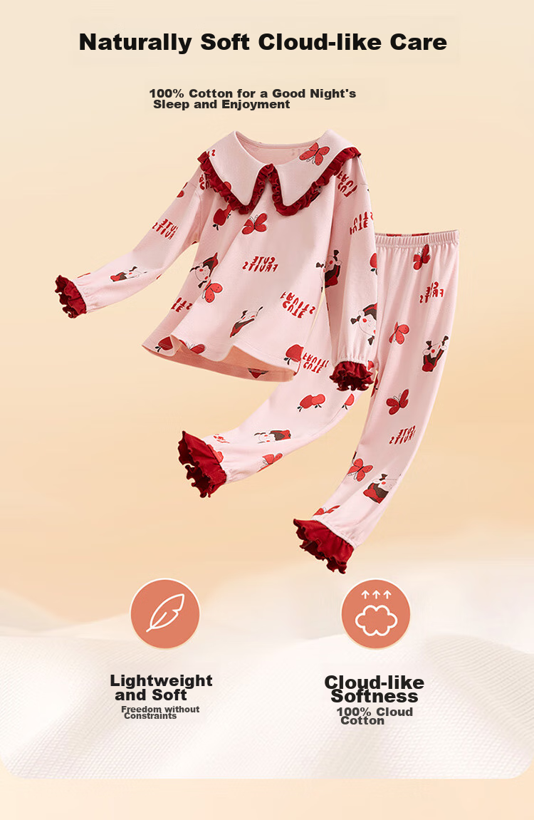 Dingguagua Children's Pajama Set, Pure Cotton Spring And Autumn Long-Sleeve Boys' Loungewear, All-Cotton Open-Front Mid to Big Kids' Boys' Wear, Orange, Size 130 3