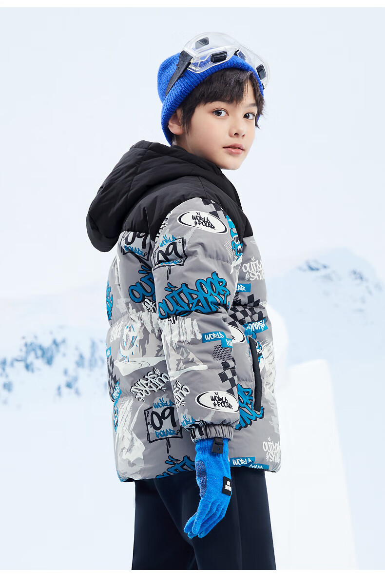 361° Kids Down Jacket 2025 Winter Boys Hooded Thickened Windproof Warm Coat Black 140 22