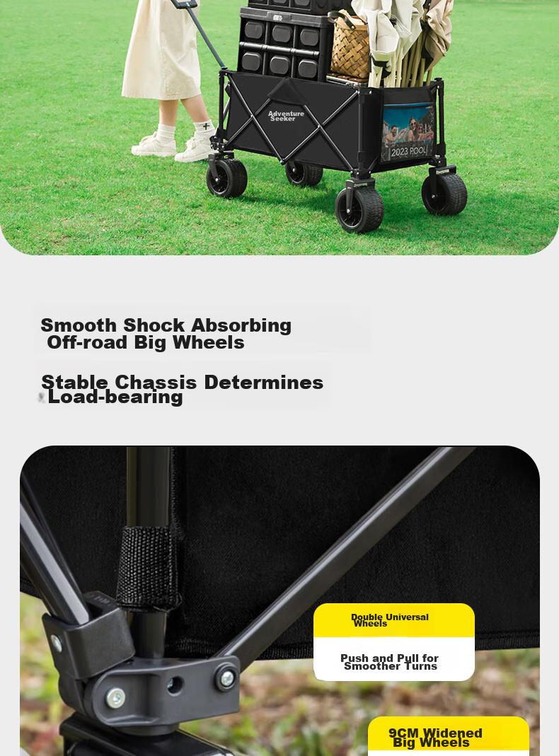 TAN XIAN ZHE Camping Cart Trolley Campsite Cart for Vendors, Kids, Grocery Shopping, And Pet Supplies 3