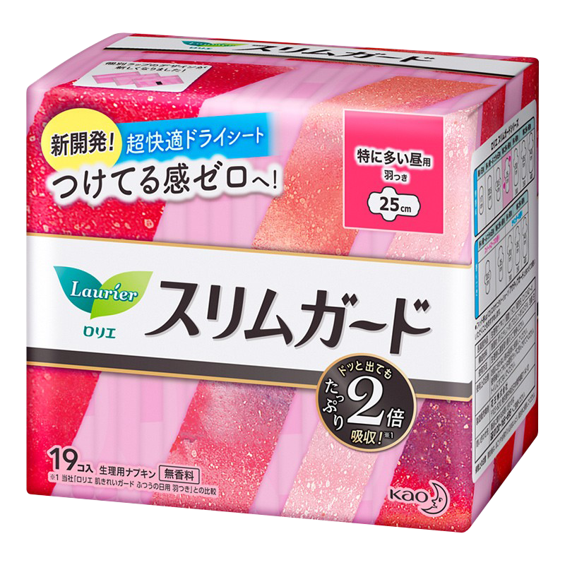 Laurier Kao S Series Zero-Touch Ultra-Thin Breathable Comfort Panties, Daytime Sanitary Napkins, 25cm, 19 Pieces, Imported from Japa